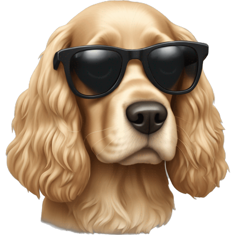 Cocker Spaniel dog with sunglasses emoji