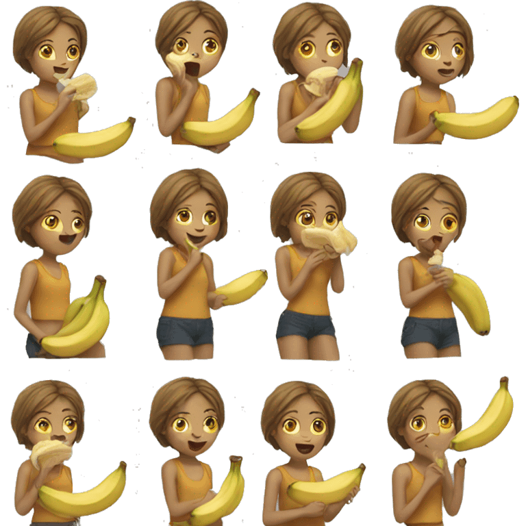 Girl eating banana emoji