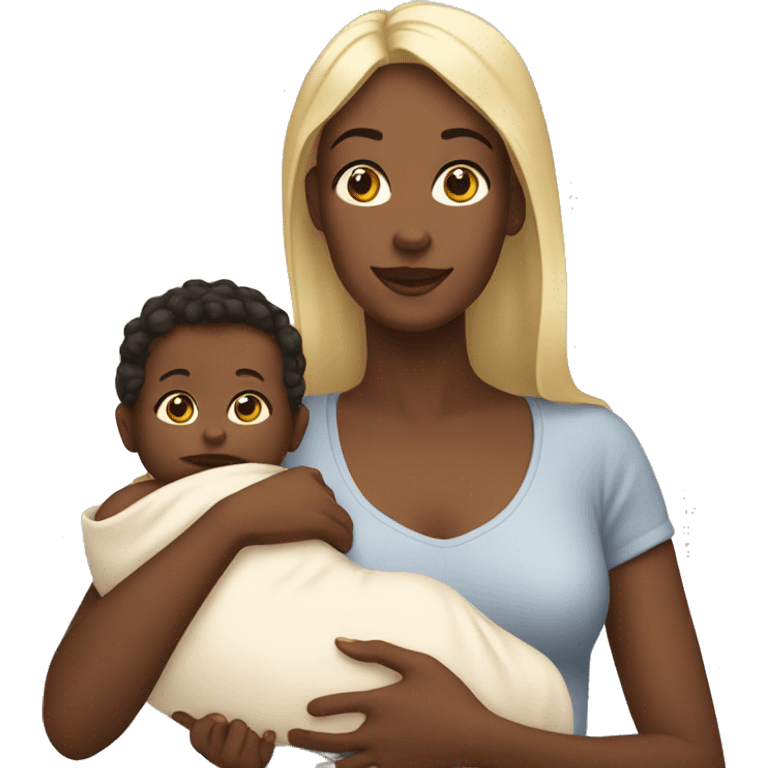 a white woman holding a baby emoji