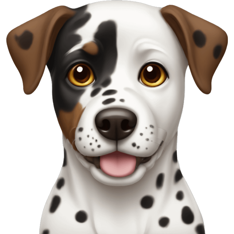 White black and brown spotted dog emoji