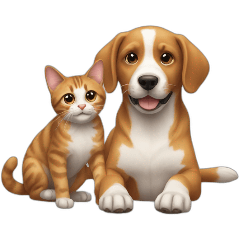 Dog and cat playing together  emoji