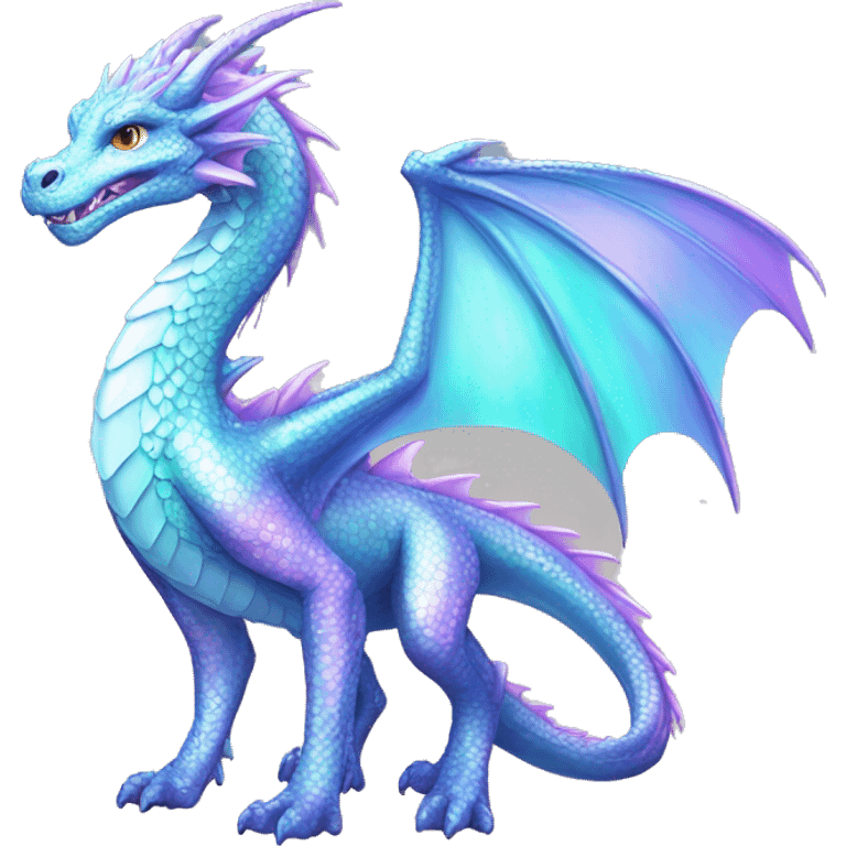 Sparkly glossy Pastel iridescent dragon full body emoji