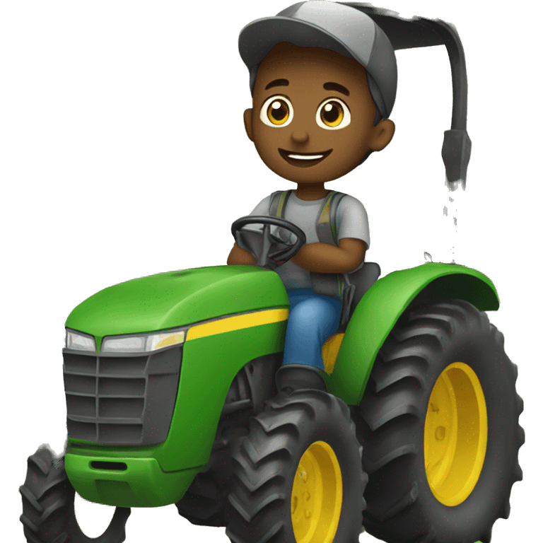 Boy on tractor emoji