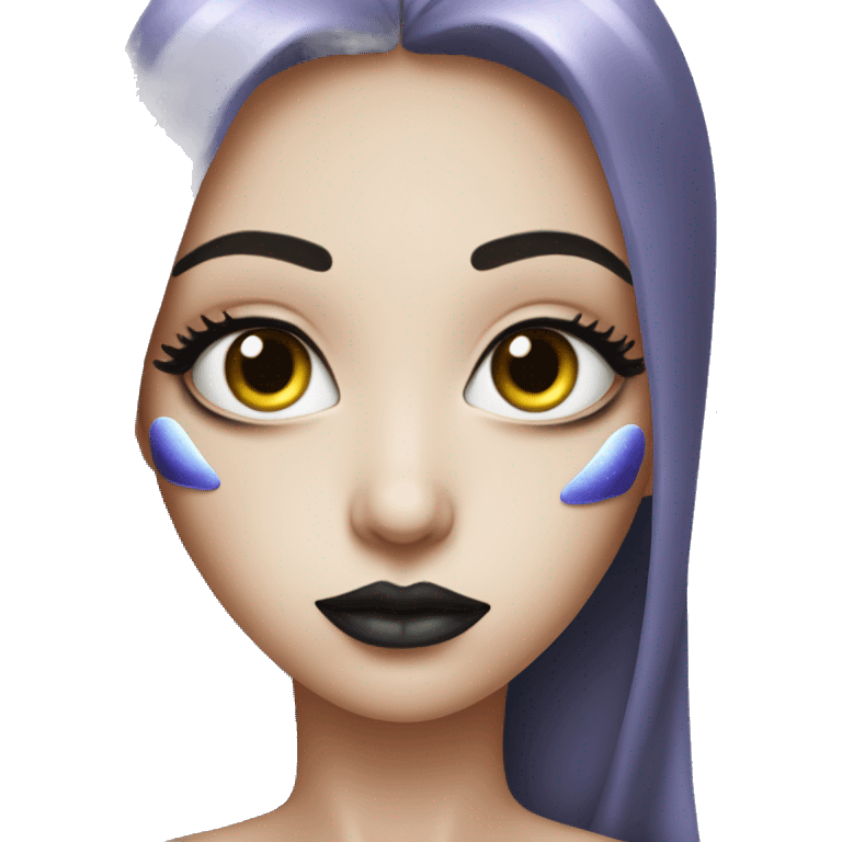 Alien with mascara and lipliner and lip gloss on face emoji