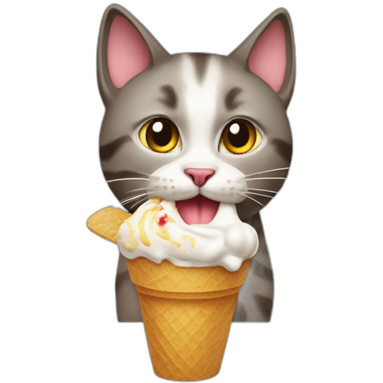 cat eating icecream emoji