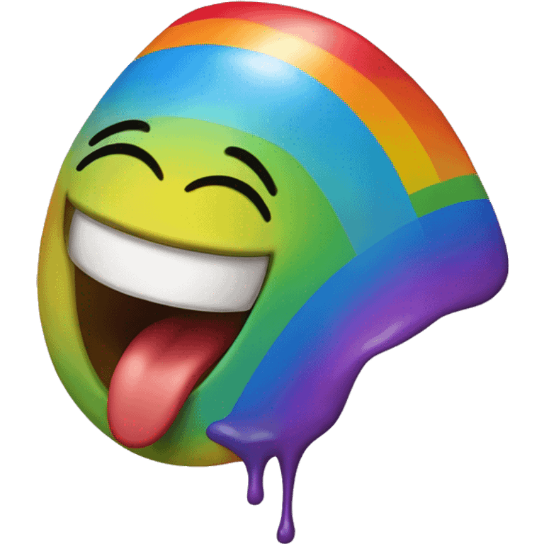 A rainbow-colored emoji or caricature sticking out its tongue emoji