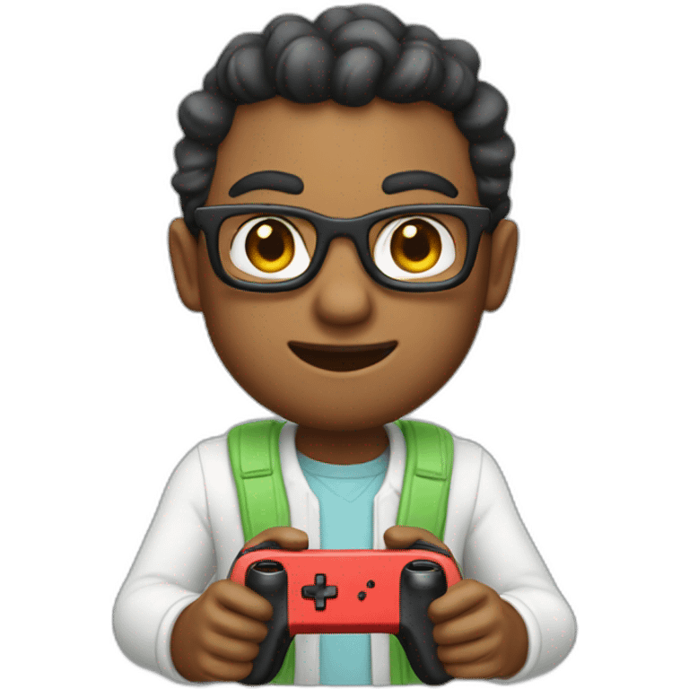 nerd playing nintendo switch emoji