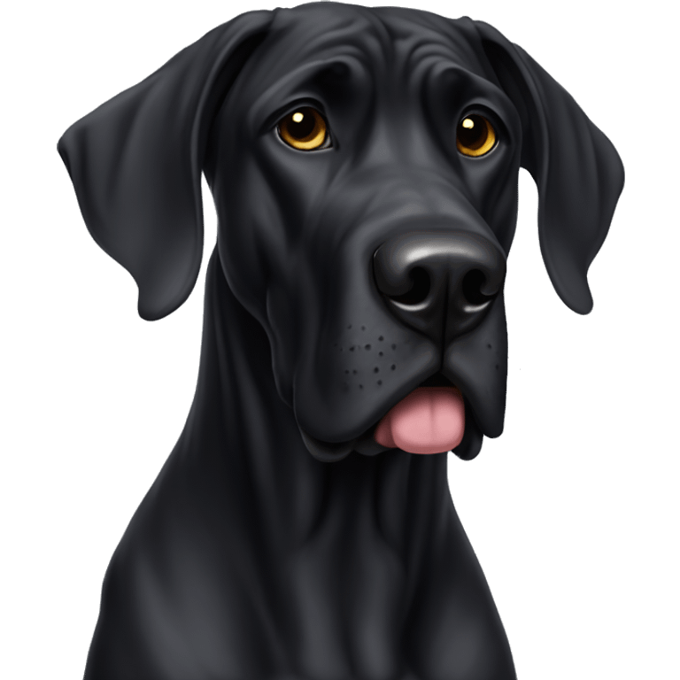 Old black Great Dane with floppy ears emoji