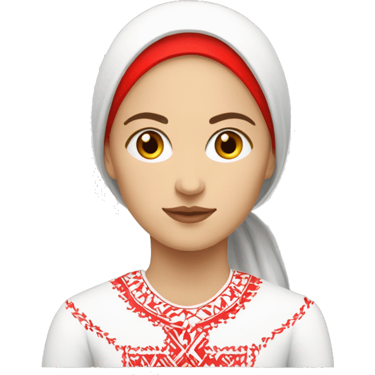 Women , vyshyvanka, white with red embodiary emoji