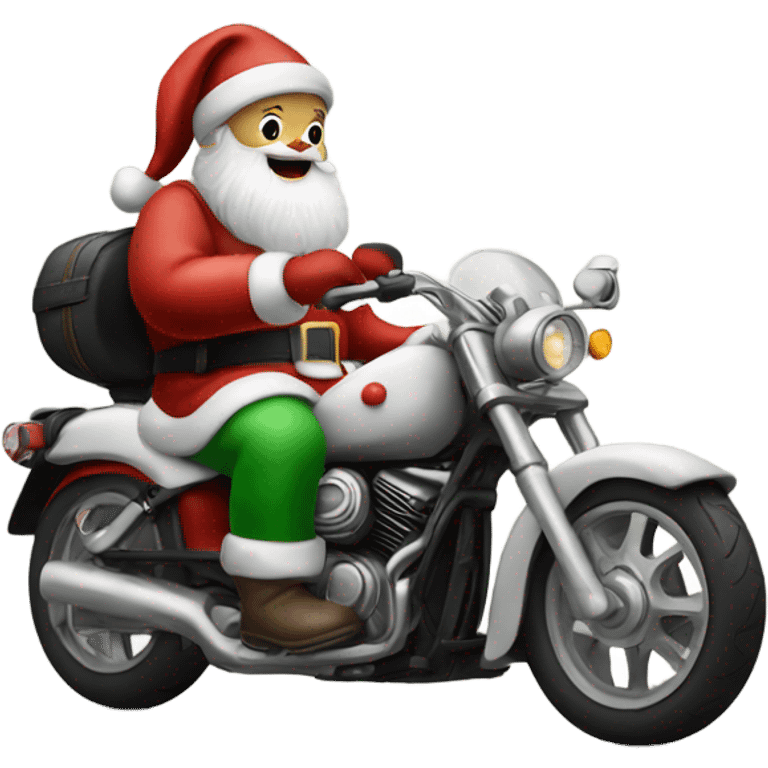 Santa riding his motorcycle  emoji