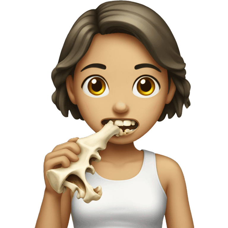 Girl eating bone emoji