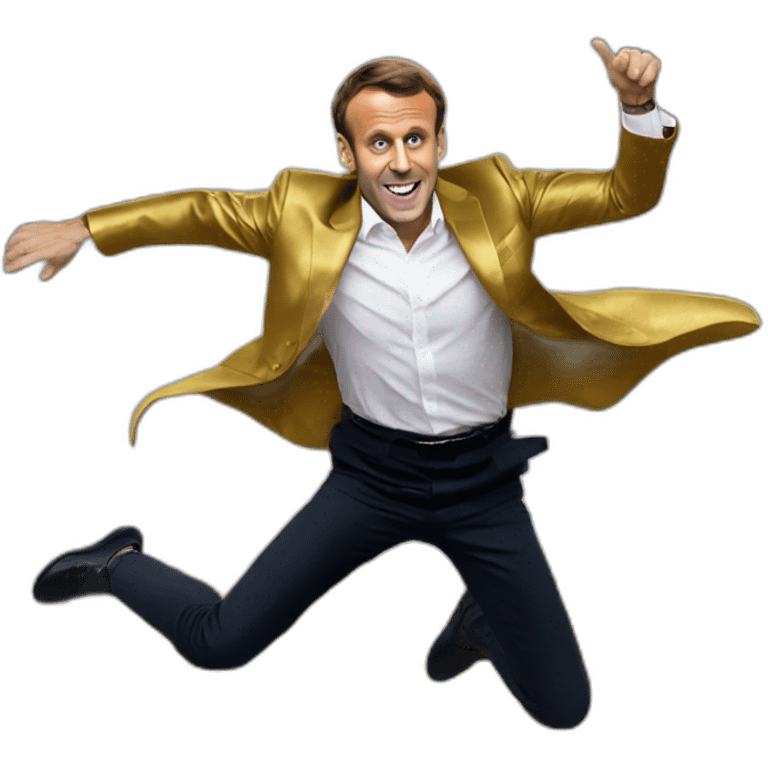 emmanuel macron jumping in gold pool emoji