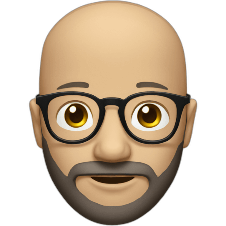 Almost bald head, beard, glasses with black frames and transparent glasses emoji