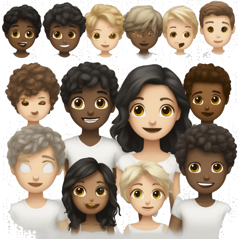 Black long Hair white skin girl kissing brown short Hair white skin boy emoji