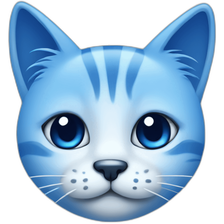 Blue simplistic sketch of a cute cat face emoji