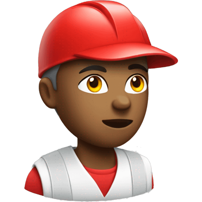 runner with red clothing and white hard hat emoji