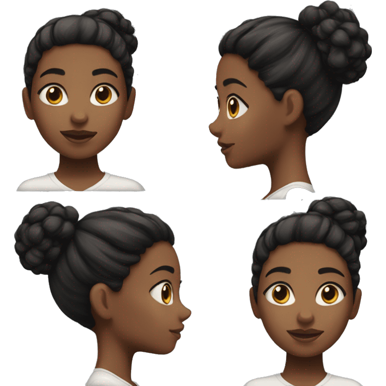 Black girl, curly black hair in a bun emoji