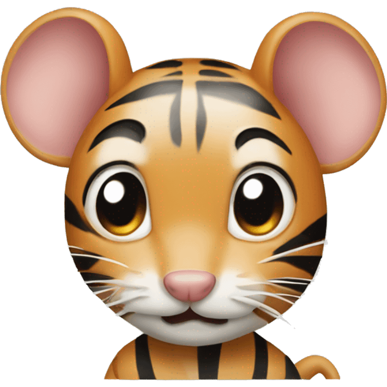 Mouse with human face and Tiger stripes emoji