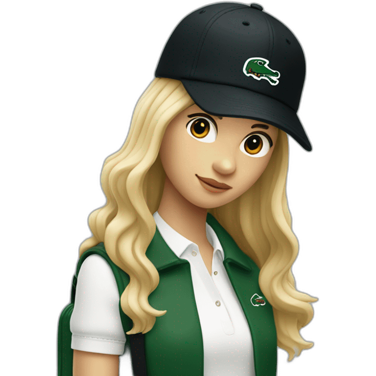 Lacoste bag girl with black lacoste hat emoji