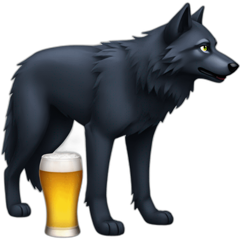 black wolf blue eyes drinking beer emoji