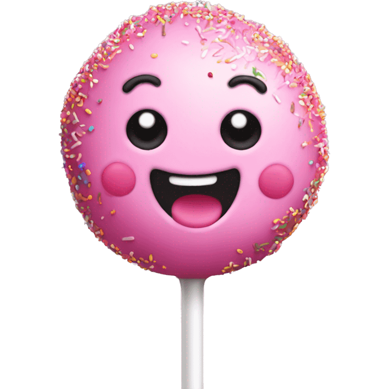 Pink cake pop with sprinkles happy face emoji