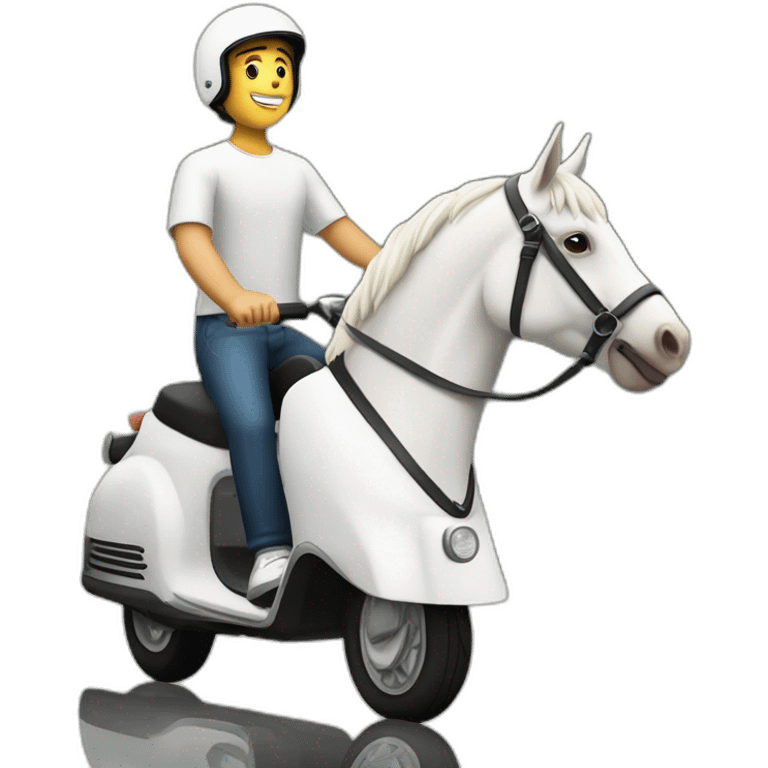 Homme blanc sur un cheval sur un scooter emoji