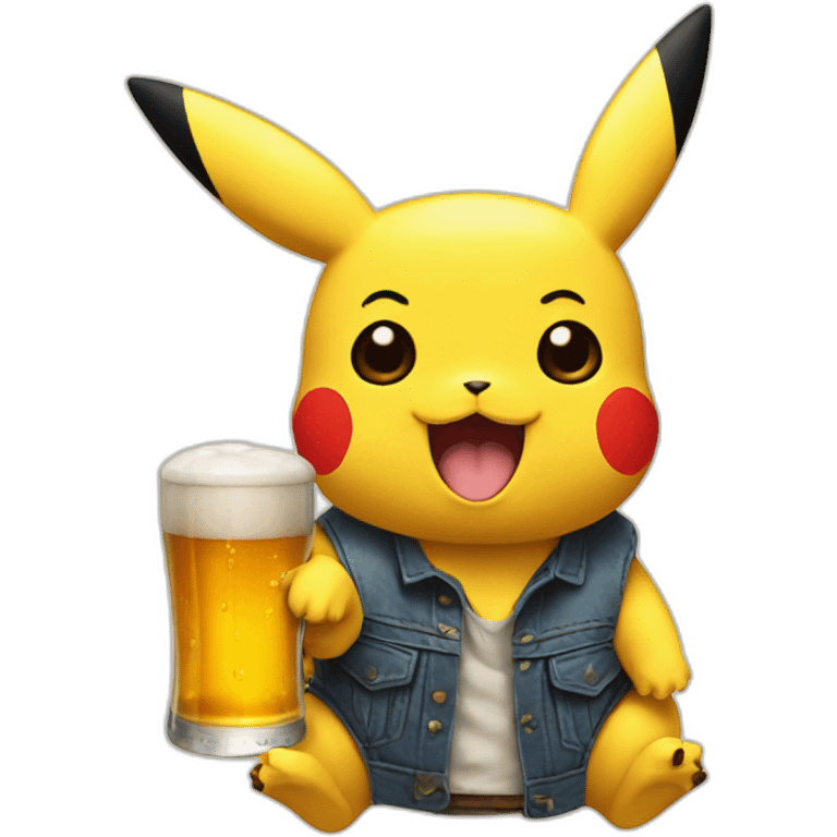 Pikachu drink beer emoji