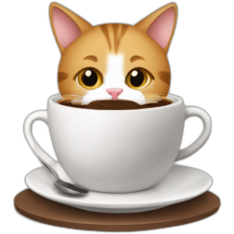 a cat is eating the coffee emoji