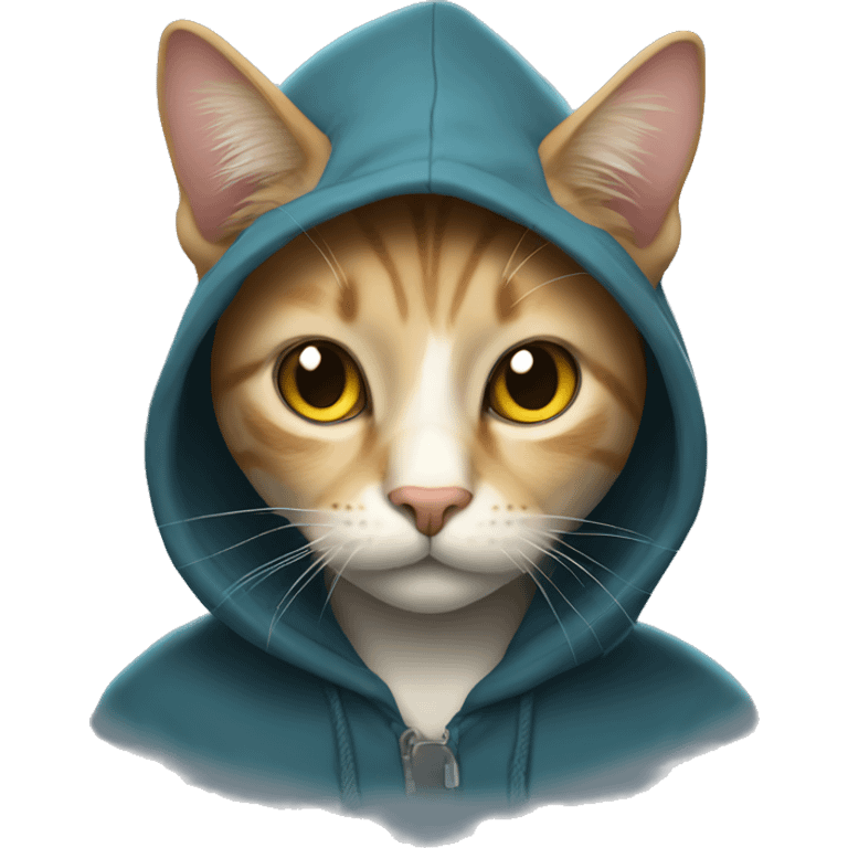 Cat wearing a hooodie emoji