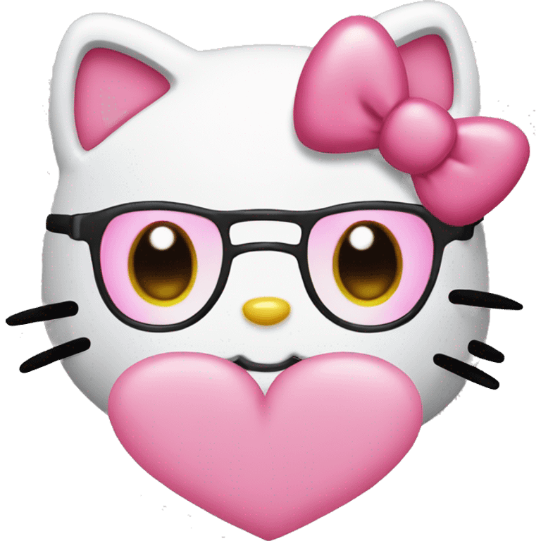 Hello kitty with pink heart eyes  emoji