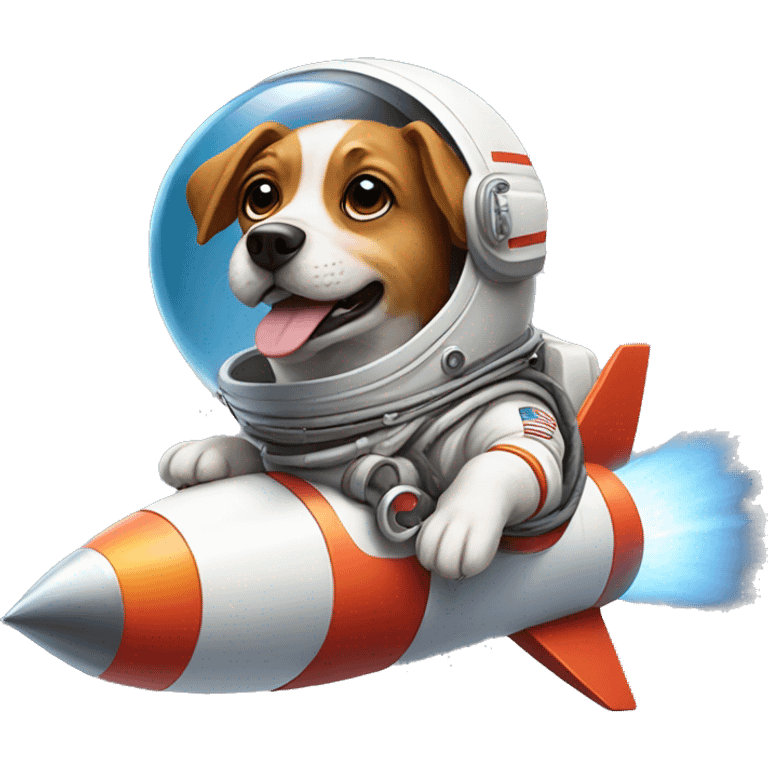 astronaut dog riding a rocket emoji