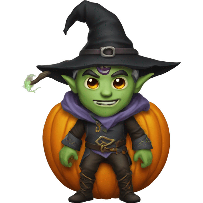 half-orc male wizard necromancer pumpkin emoji