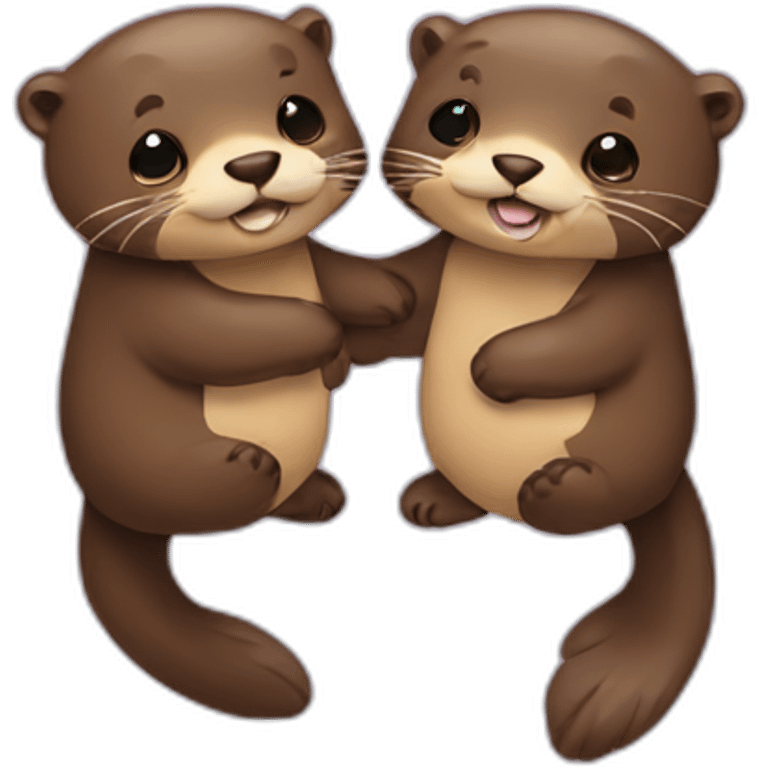 two otters holding hands emoji