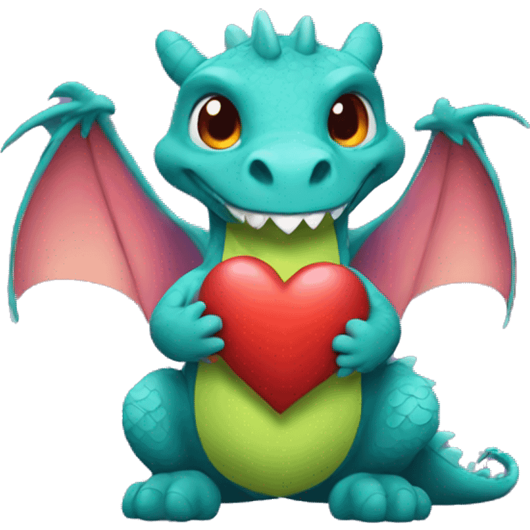 Dragon holding a heart  emoji