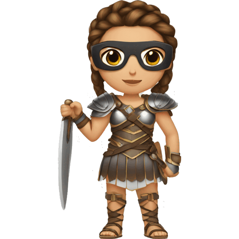 Girl gladiator with French braids, brown hair and sunglasses emoji