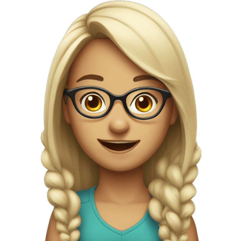 smiling girl with glasses emoji