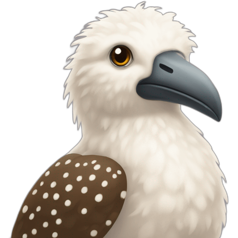 fluffy brown speckled sea bird with white spots emoji