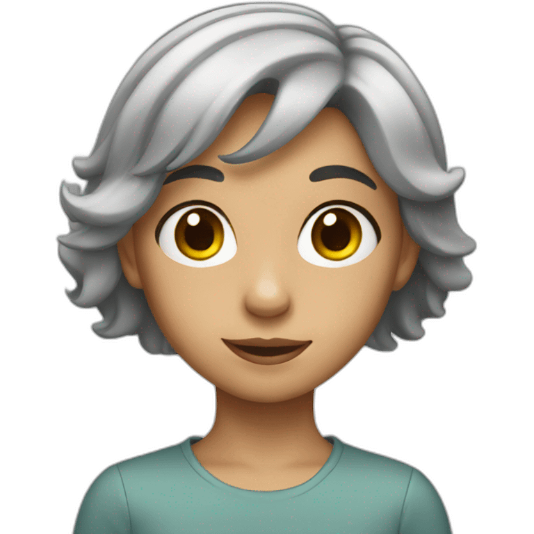 young girl with grey hair emoji