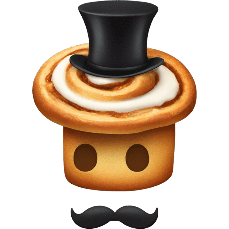 a cinnamon roll with a tophat emoji