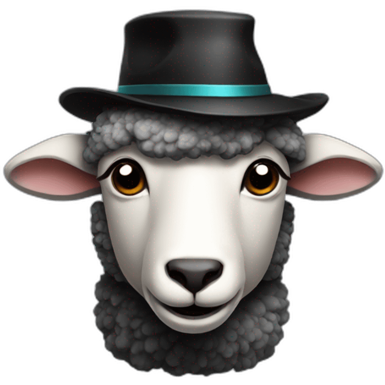 a black wooled sheep with a doctors hat emoji