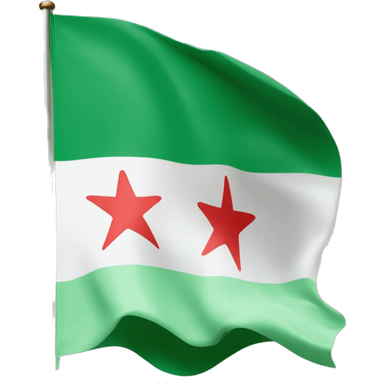 A flag with green on top white with three red stars on middle and black on bottom ￼ emoji