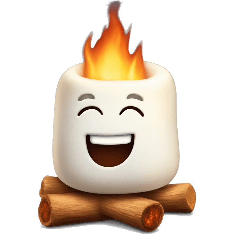 Realistic marshmallow over camping fire emoji