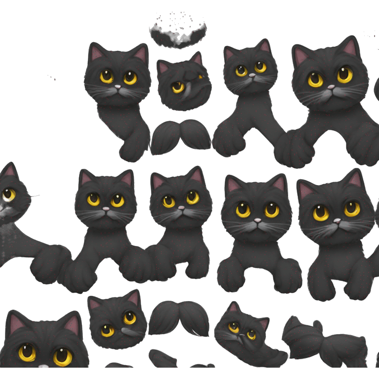 black Persian cat with mustache white emoji