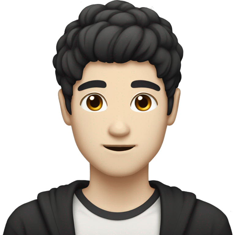 white skin color japanese man with black anime hair, make it from shoulders and create only one emoji MAKE BLACK HAİR BLACK emoji