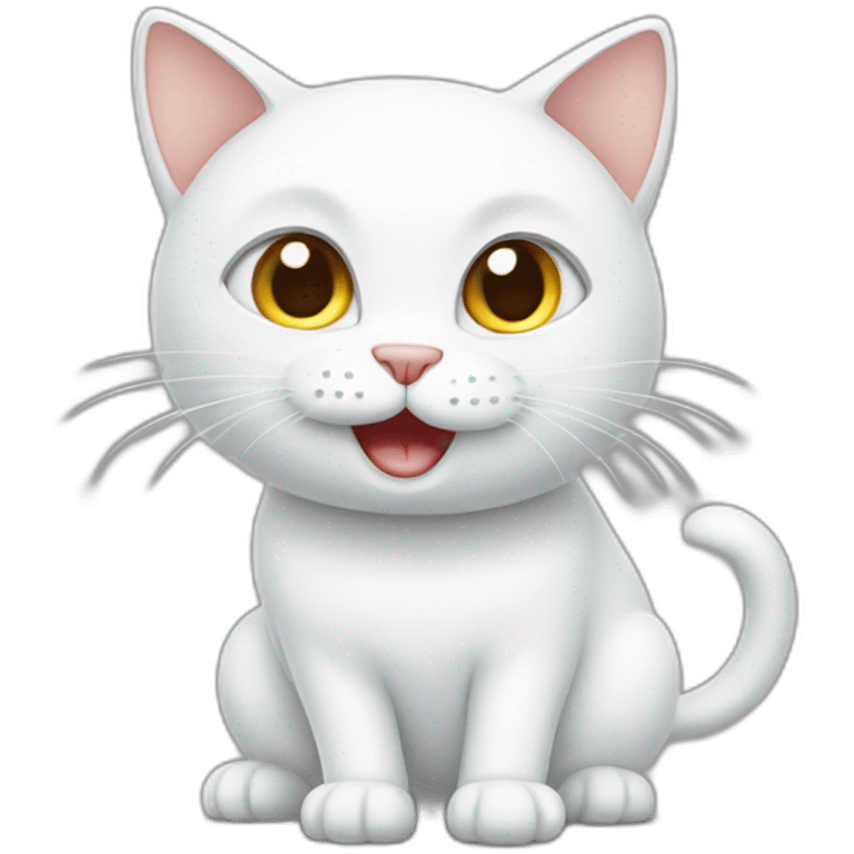 white-cat-Celebrating  emoji