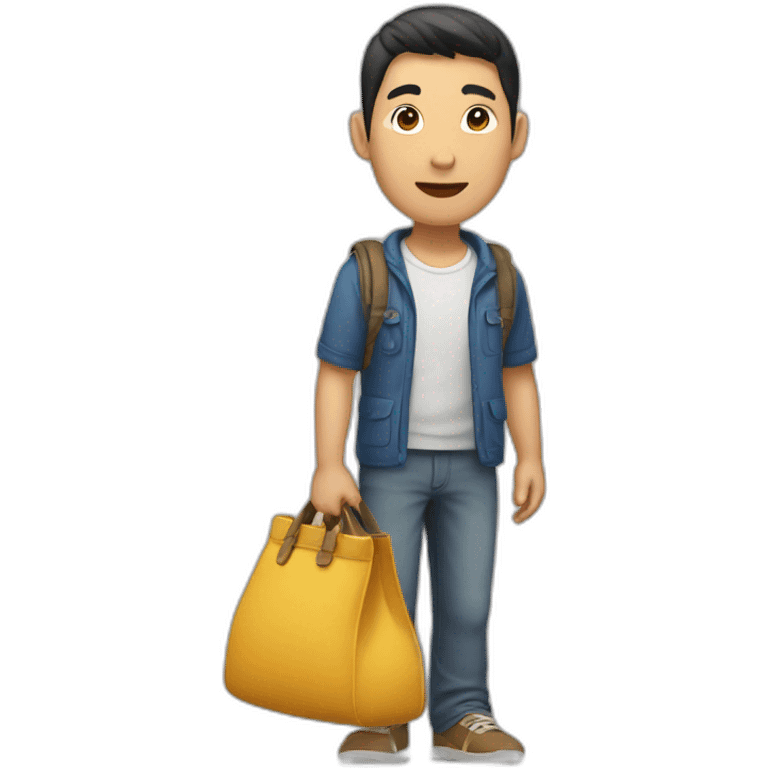 Asian man with bag emoji