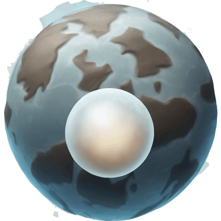 a planet, small, icy and with a rocky surface. and a heart-shaped icy region of creamy white light color emoji