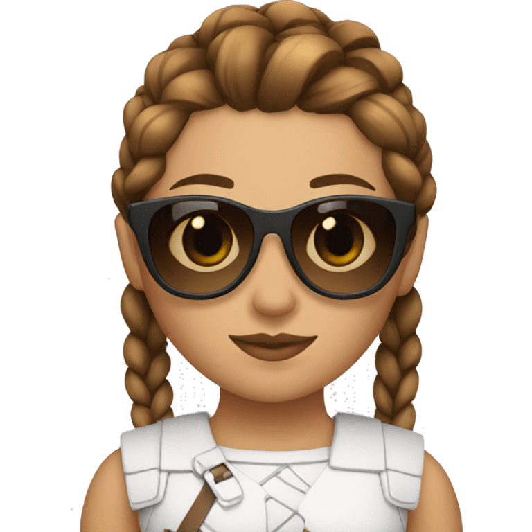 Valkyrie with French braids, brown hair and sunglasses emoji