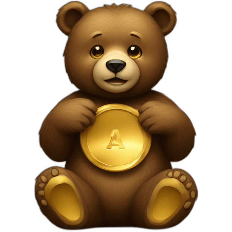 bear sitting with gold emoji