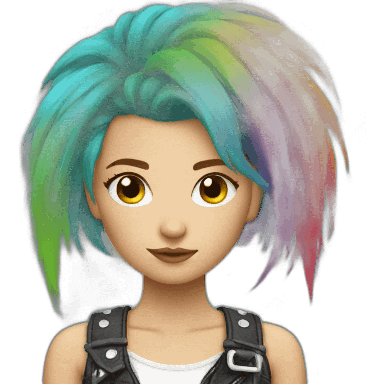 Rainbow hair punk girl emoji